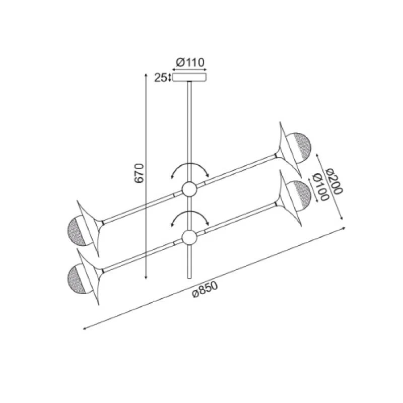 Layla HL4324C84BB – ACA Lighting пендел в месинг, 4X10W
