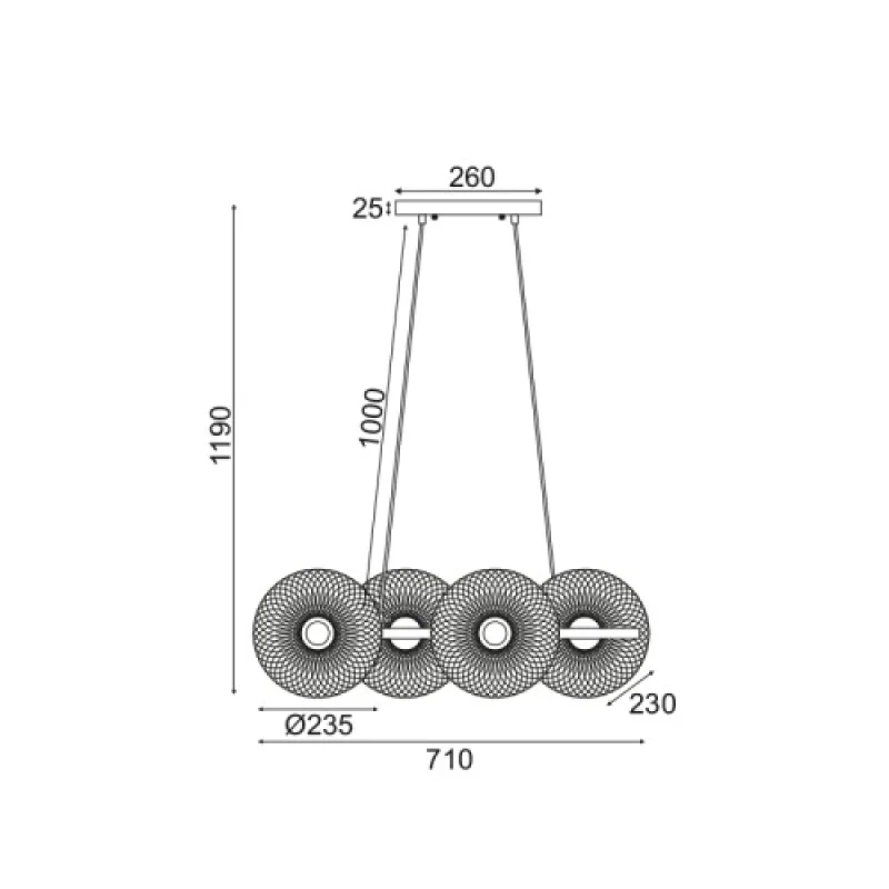 Kobe HL45844P71B – ACA Lighting pendant in black, 4X60W