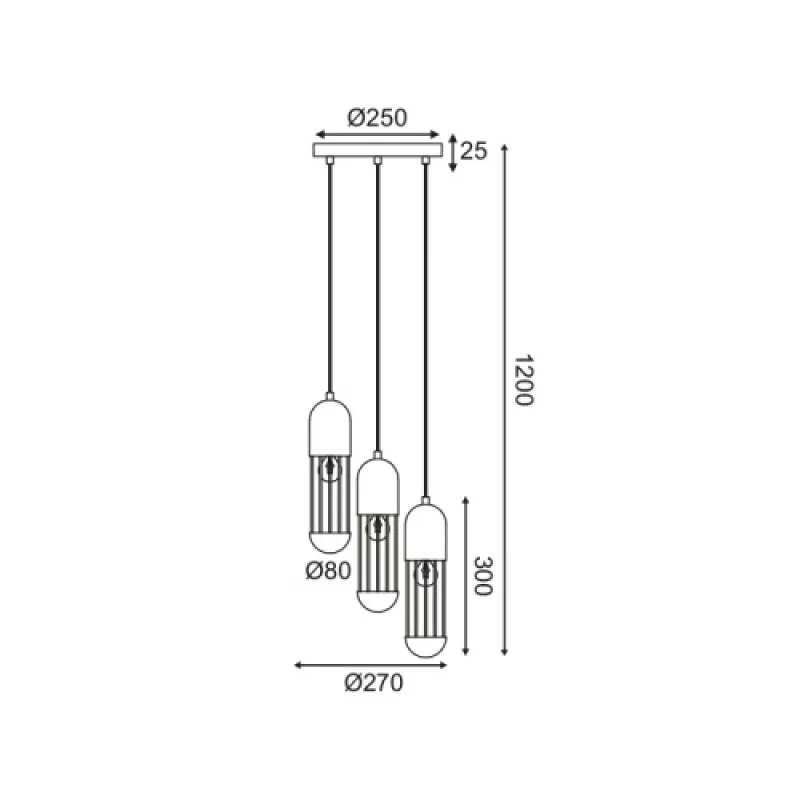 Lab HM173P27WH – ACA Lighting пендел в бял, 3X60W