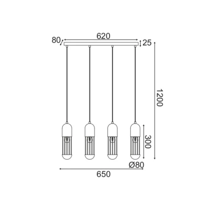 Lab HM174P65WH – ACA Lighting pendant in white, 4X60W