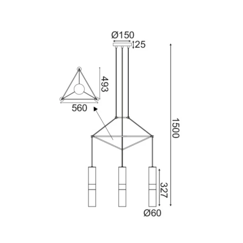 Da VINCI HM853P56WH – ACA Lighting pendant in white, 3X35W