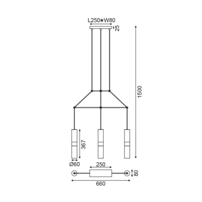 Da VINCI HM853P66WH – ACA Lighting пендел в бял, 3X35W