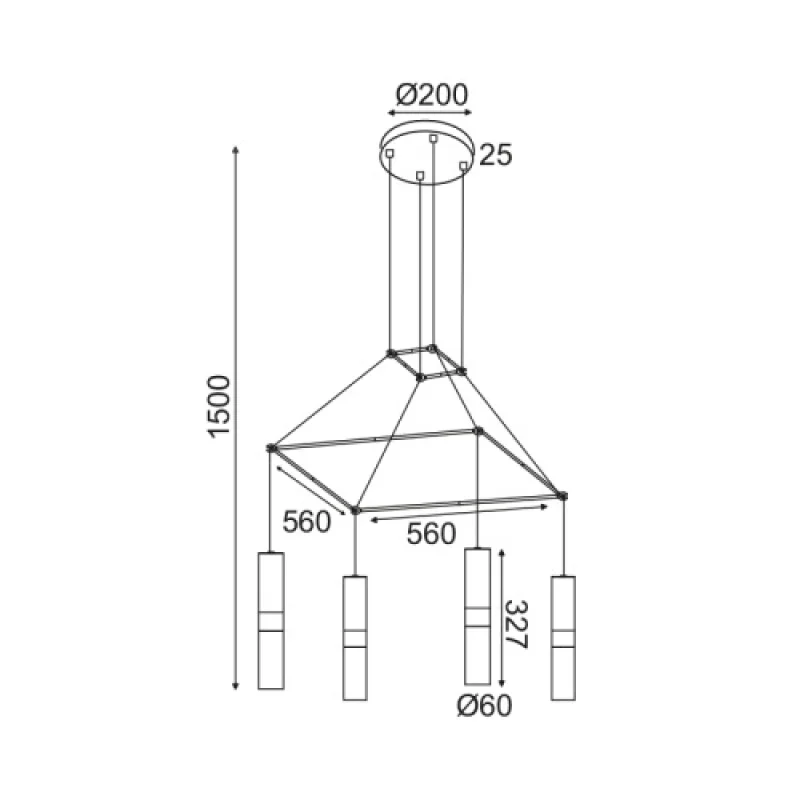 Da VINCI HM854P56BR – ACA Lighting пендел в черен, 4X35W