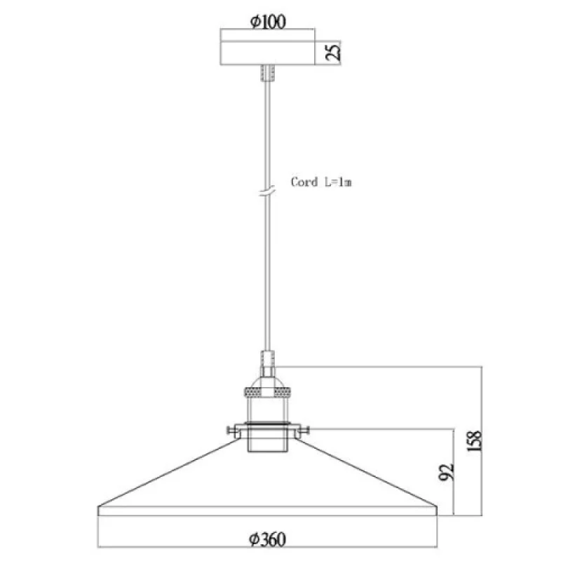 Hippolyte KS1288P361BK – ACA Lighting пендел в черен мат, 1X60W
