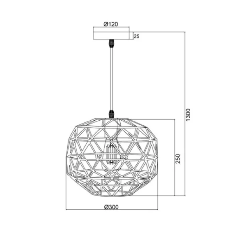 Aladdin KS180430PB – ACA Lighting пендел в черен, 1X60W