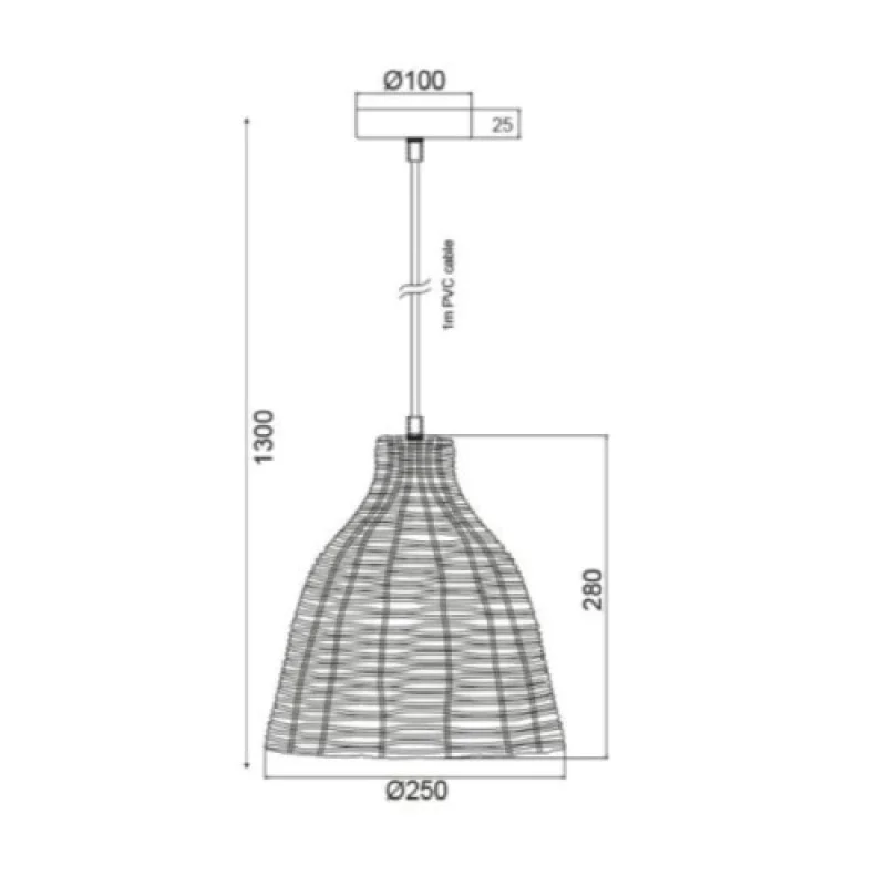 Oia KS182026P – ACA Lighting пендел в бял, 1X60W