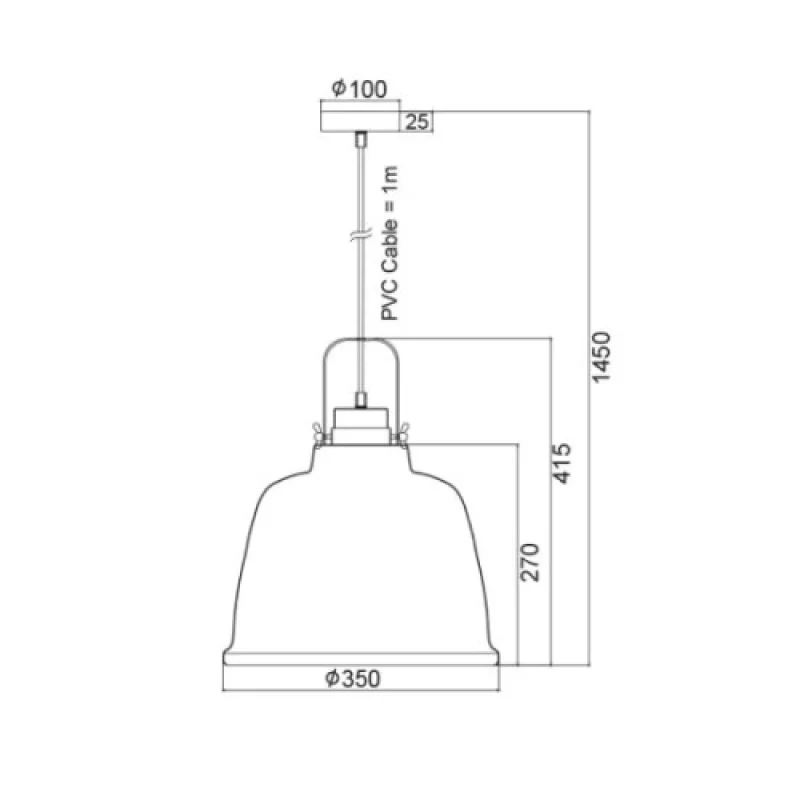 Ernest KS212635P – ACA Lighting пендел в черен, 1X60W