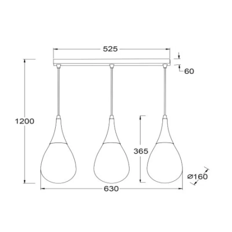 Atena OD53423SBK – ACA Lighting pendant in black, 3X40W