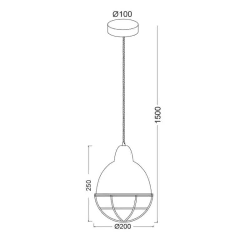 Leto OD5399 – ACA Lighting pendant in white, 1X60W