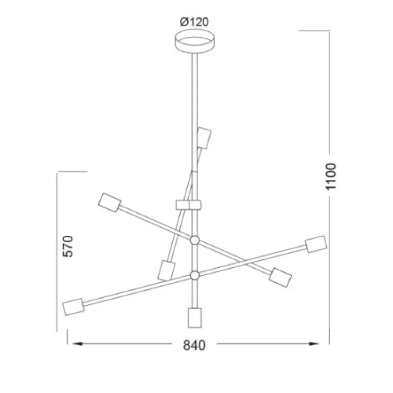 Luther OD680107BK – ACA Lighting пендел в черен, 7X60W