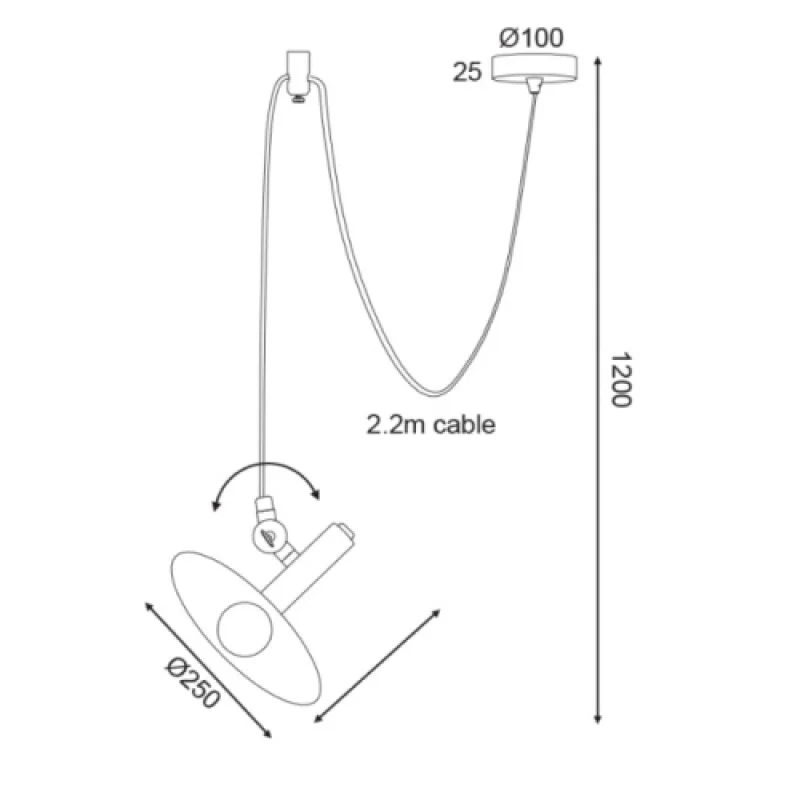 Wakanda OD691P25BK – ACA Lighting пендел в черен, 1X60W