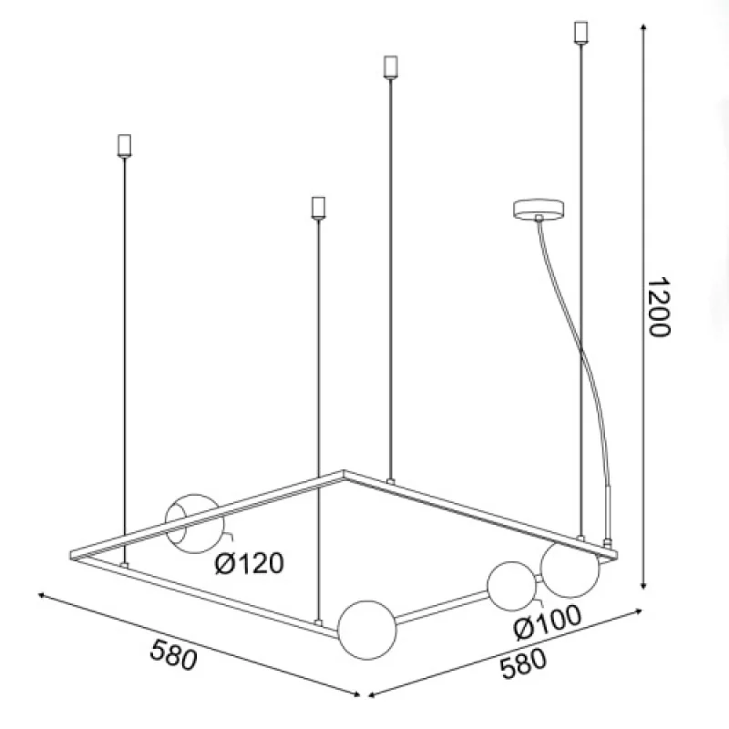 Quadro OD91584PB – ACA Lighting пендел в черен, 4X7W