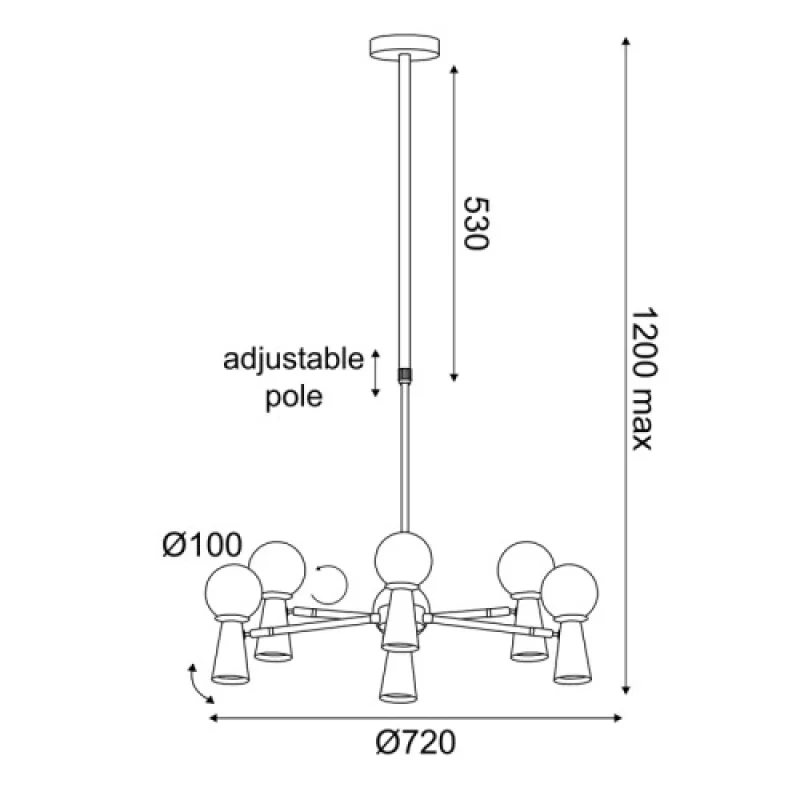 Kimolos OD94206PB – ACA Lighting pendant, 9X7W