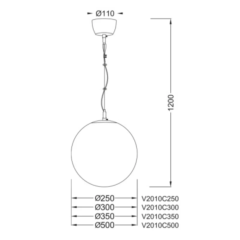 Luna CHROME V2010C500 – ACA Lighting пендел в хром, 1X20W