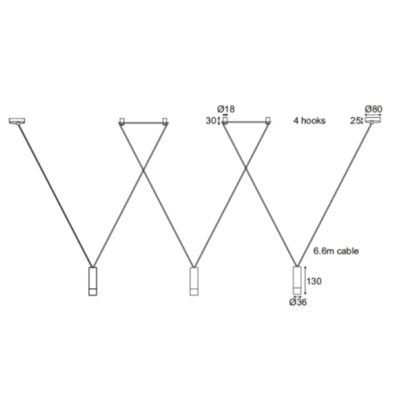 Teres YL22P3BK – ACA Lighting pendant in black, 3X5W