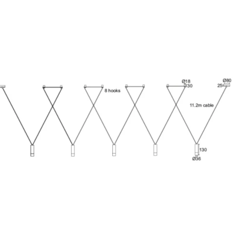 Teres YL22P5BK – ACA Lighting пендел в черен, 5X5W