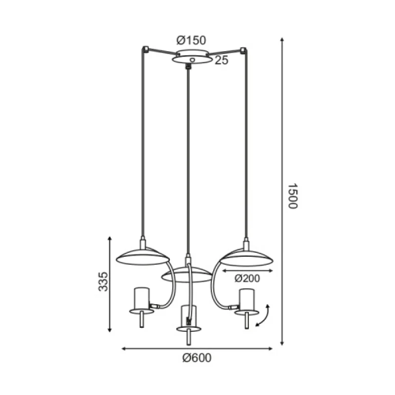 Parachute ZM933P60W – ACA Lighting пендел в бял, 3X50W