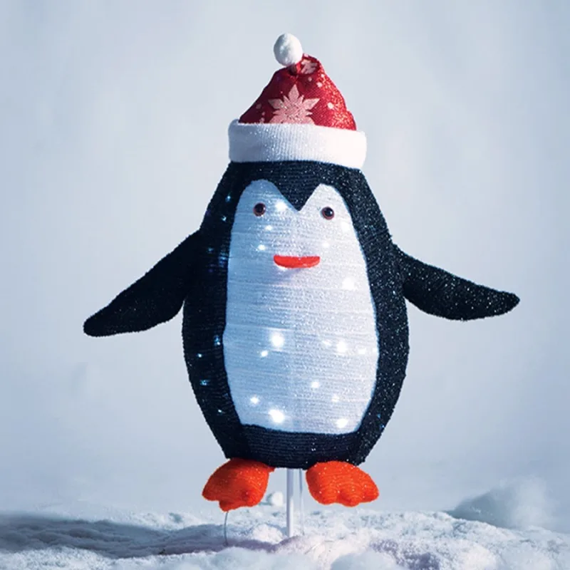 Christmas lighting Penguin Decoration X07402165 – ACA Lighting 3D light-up figure, 40 LED, cool white, 32×72 cm, battery 3×AA, IP44