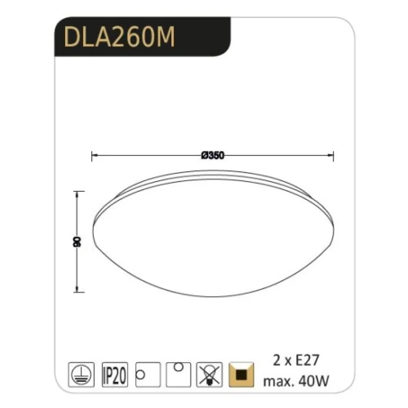 Vegas DLA260M – ACA Lighting плафон в бял, 2X40W