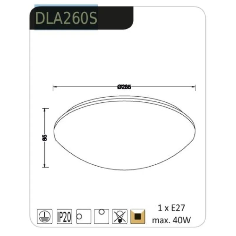 Vegas DLA260S – ACA Lighting плафон в бял, 1X40W