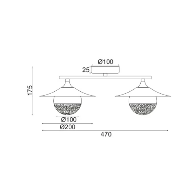 Hydra HL4302W47BC – ACA Lighting ceiling light in copper, 2X10W