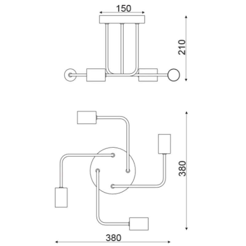 Cobra TNK933844CBK – ACA Lighting ceiling light, 4X60W