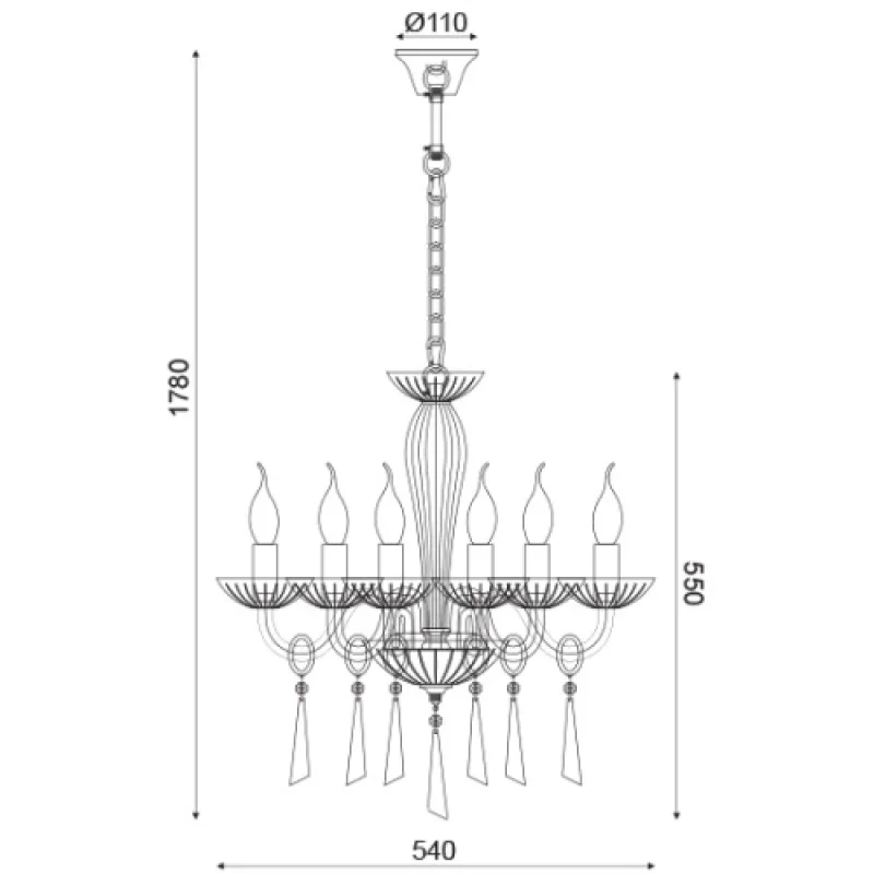 Violet BLK80286PCC – ACA Lighting полилей в хром, 6X40W