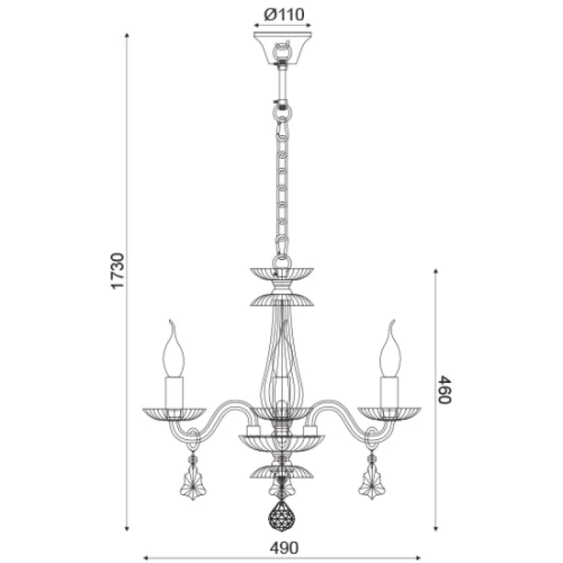 Lompelia BLK80383PCMG – ACA Lighting chandelier in chrome, 3X40W