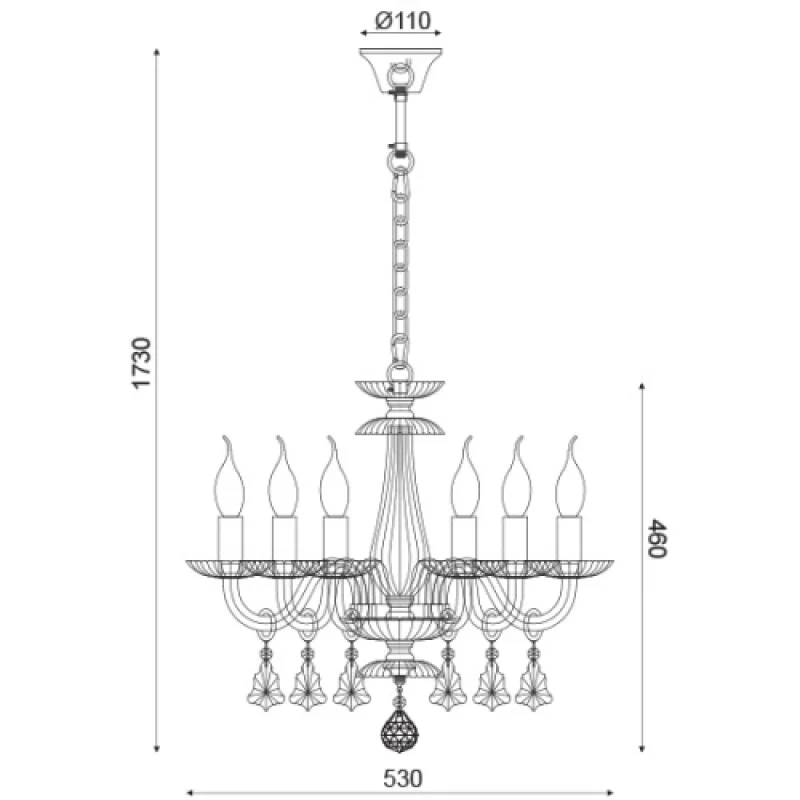 Lompelia BLK80386PCC – ACA Lighting chandelier in chrome, 6X40W