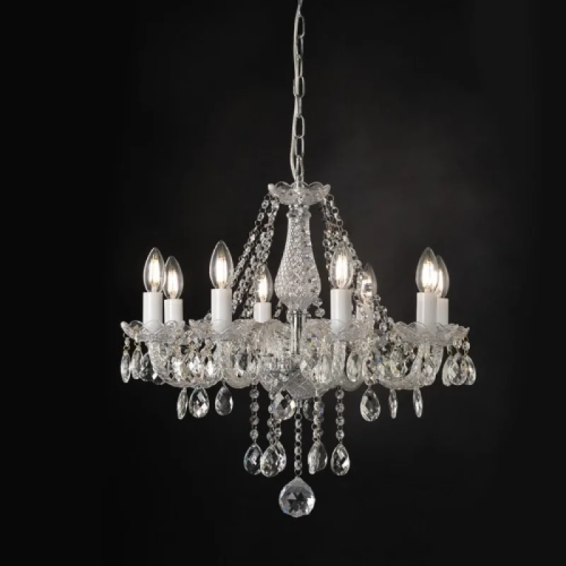 Gladiolo BLK80418PCC – ACA Lighting chandelier in chrome, 8X40W