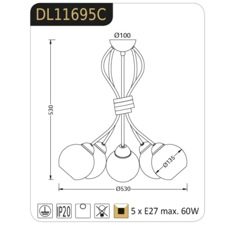 Foyer DL11695C – ACA Lighting chandelier in white