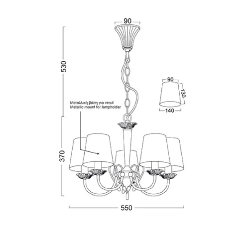 Avignon DL8315 – ACA Lighting chandelier in antique white, 5X40W
