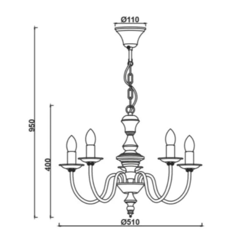 Accra DL9315PAG – ACA Lighting chandelier, 5X40W