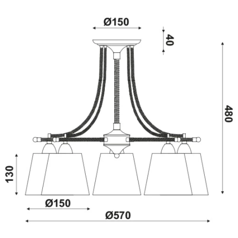 Gavdos EG165075C – ACA Lighting полилей, 5X40W