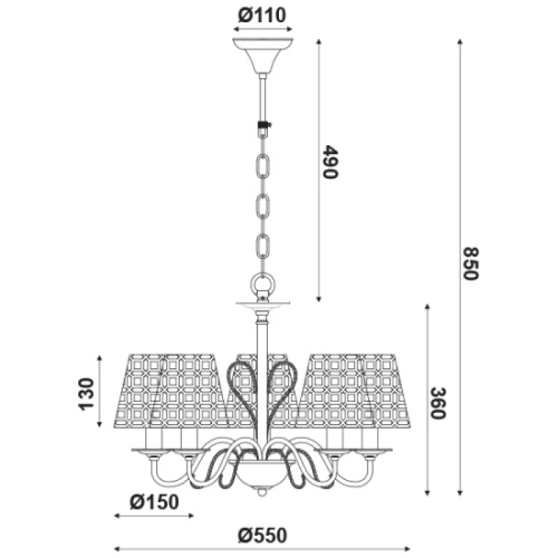Edam EG169755PBC – ACA Lighting полилей в черен, 5X40W