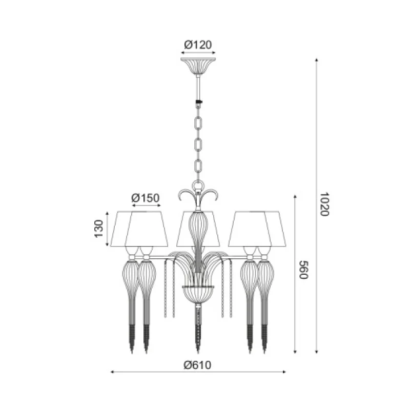 Palermo EG170305PBCH – ACA Lighting chandelier, 5X40W