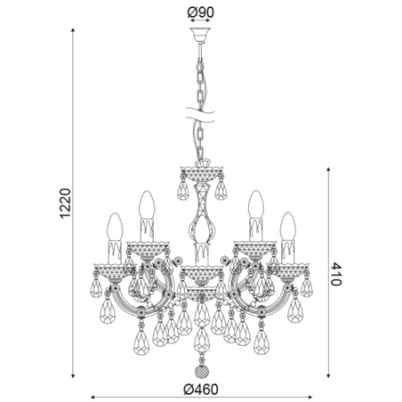 Nefertiti SF3505PAM – ACA Lighting chandelier, 5X40W