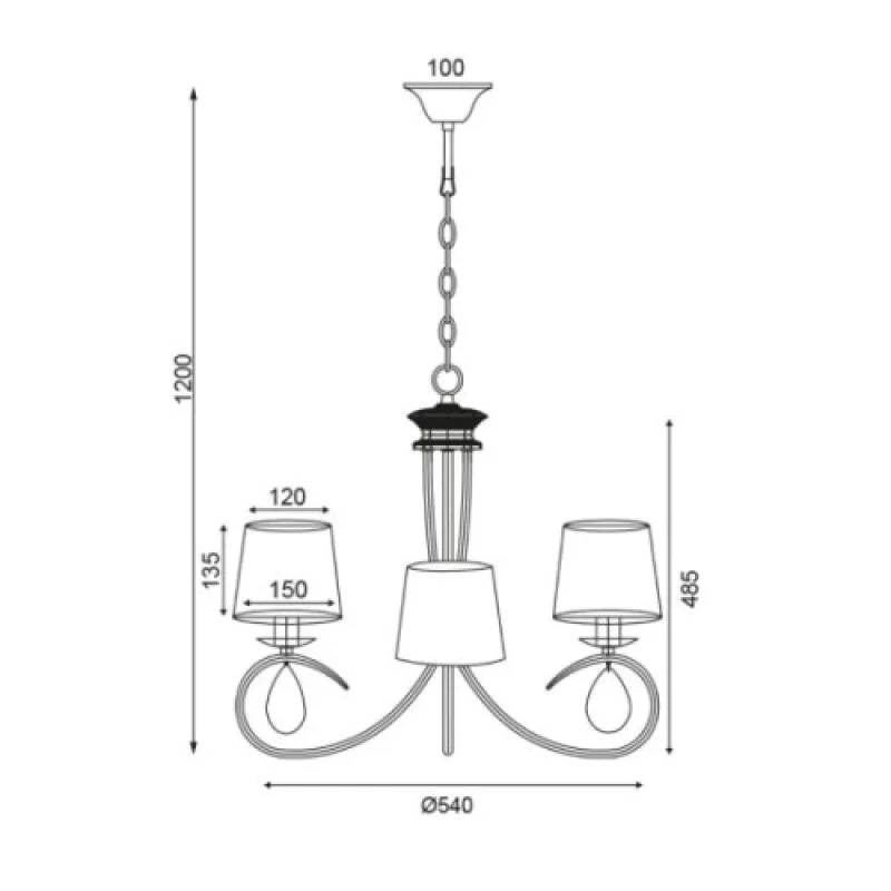 Basilico TNK81490CG3P – ACA Lighting chandelier in copper, 3X40W