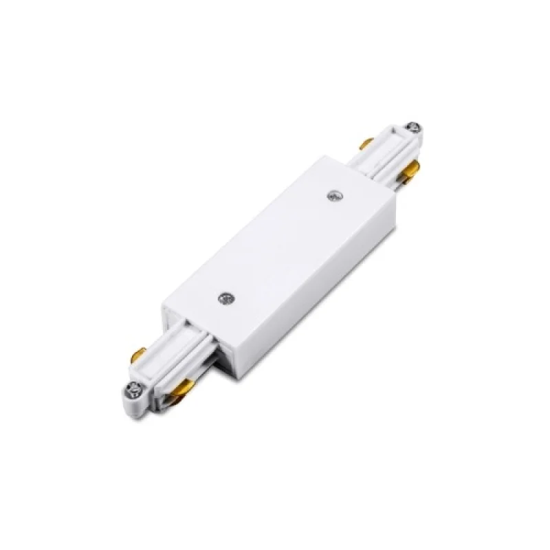 Connector ACA Lighting 2JIW – straight connector with power supply for single-phase track in white, IP20