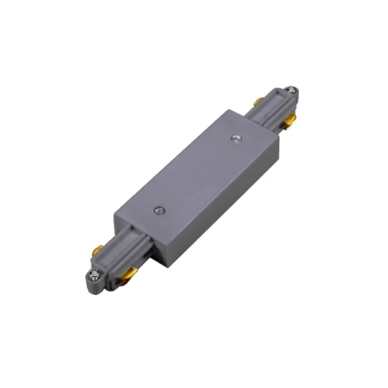 Свързващ елемент ACA Lighting 2JIG – прав конектор със захранване за монофазна шина в сив, IP20