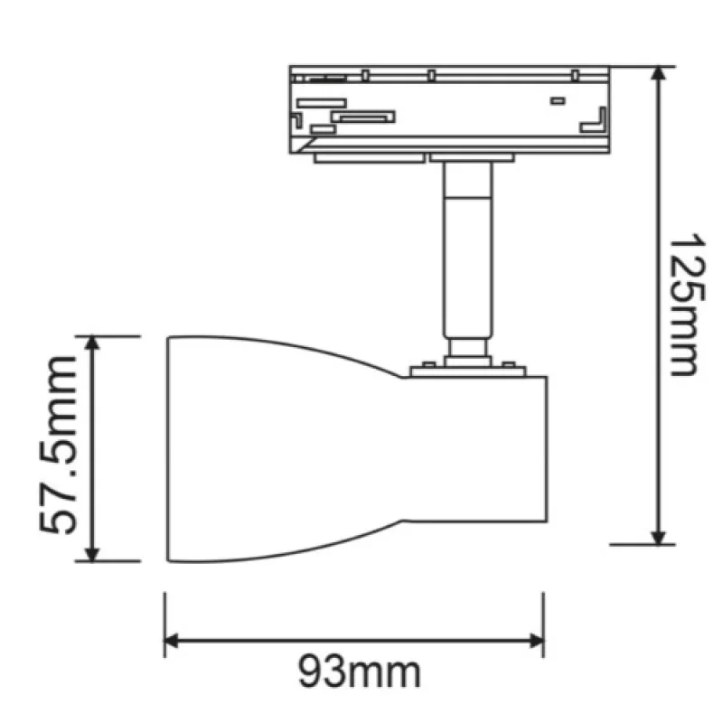 Blac TS67GU3CB – ACA Lighting floodlight for single-phase track in black, 1x50W