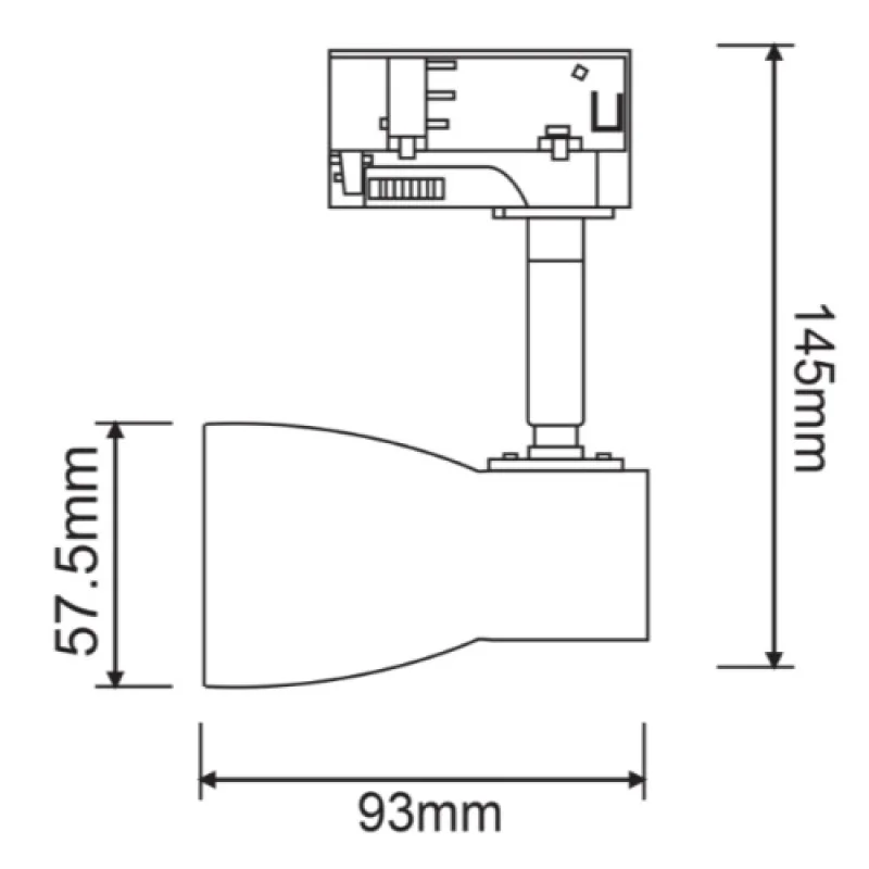 Three TS67GU4CW – ACA Lighting floodlight for three-phase track in white, 1x50W