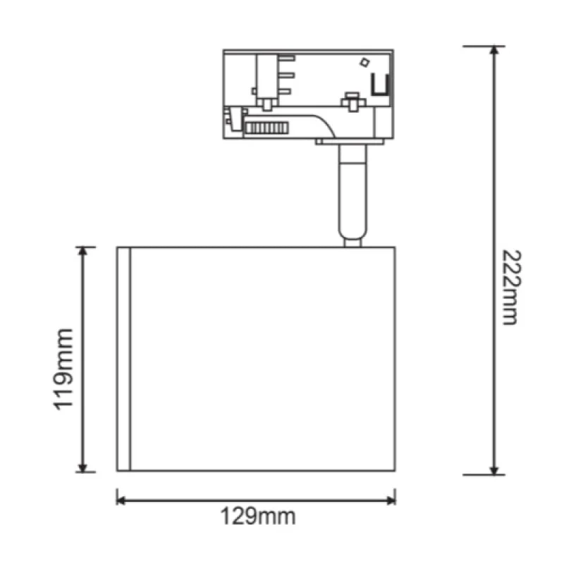 Three TS68AR4CB – ACA Lighting floodlight for three-phase track in black, 1x50W