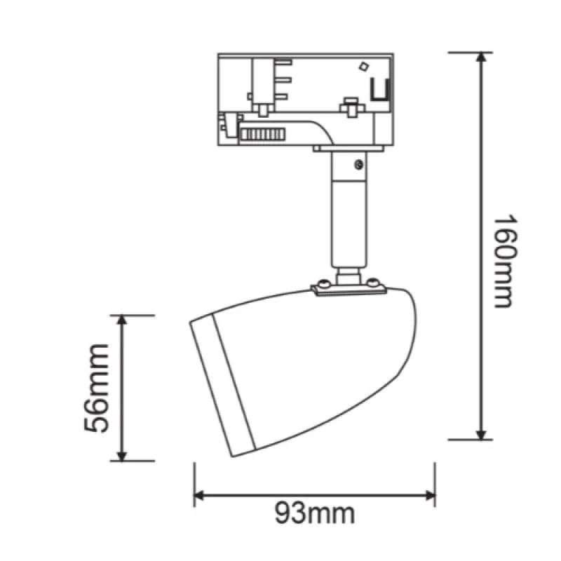 Three TS75GU4CB – ACA Lighting прожектор за трифазна шина в черен, 1x50W