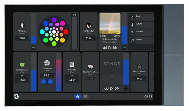 Shelly Пулт за управление със Smart реле 1х On/Off 5A изисква неутрала черен Shelly Wall Display XL