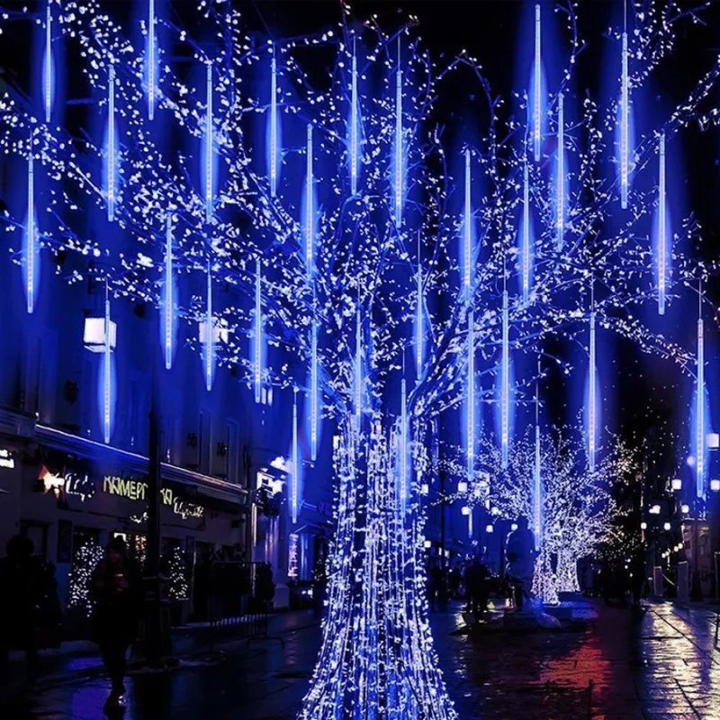 Коледно осветление Снежна капка X062402451 – ACA Lighting лампички „падащ сняг“, 240 LED, студено бяло, 3,2 м, с адаптер 5V, IP44