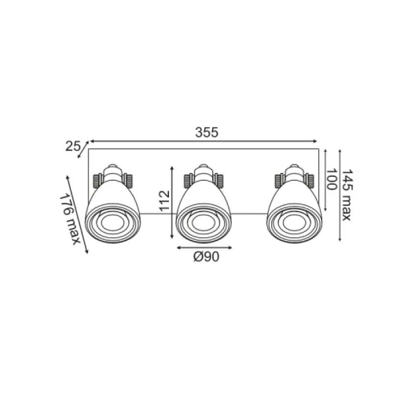 Dino AR1823W36WT – ACA Lighting spotlight in white, 3X50W