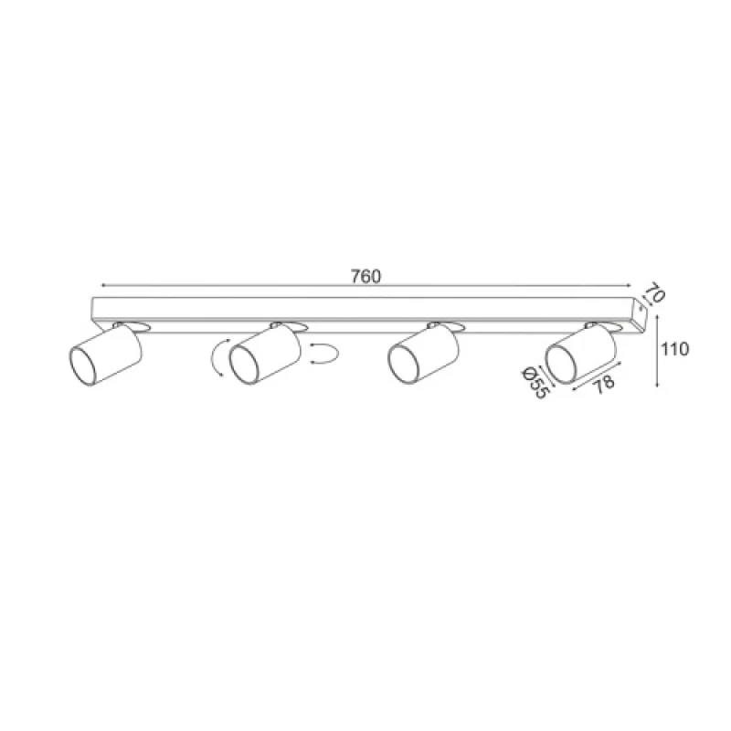Elitis RA304S76WH – ACA Lighting спот в бял, 4X50W