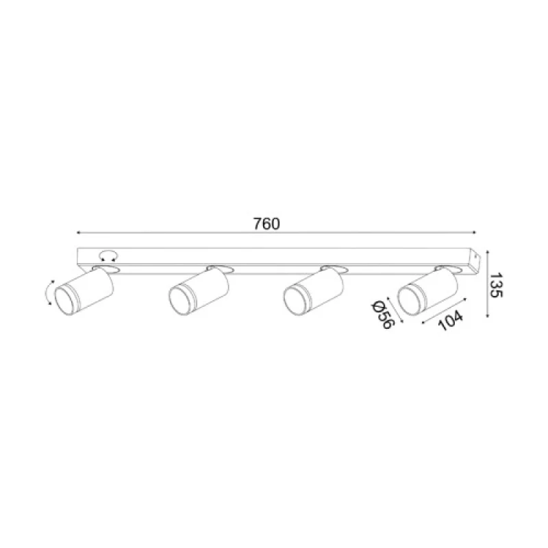 Divino RA3634SGY – ACA Lighting спот в антрацит, 4X10W
