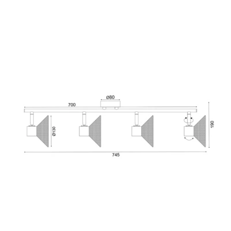 Paloma TNK2834SB – ACA Lighting спот в черен, 4x40W